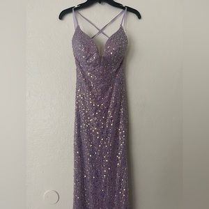 Stunning purple prom dress from Mia Bella couture!